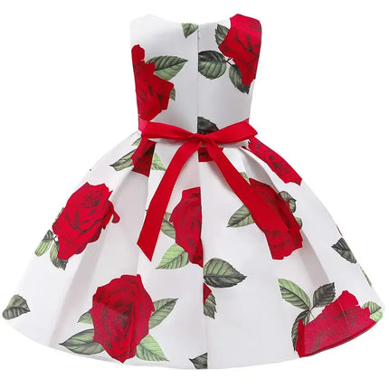 Baby Girls Flower Striped Dress For Girls Floral Wedding Party Dresses Kids Princess Christmas Dress Children Girls Clothing