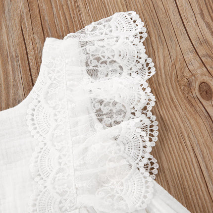 0-5Y Kids Girls White Dress Baby Summer Clothing Children Lace Ruffle Bow A-line Dress Toddler Casual Princess Dresses