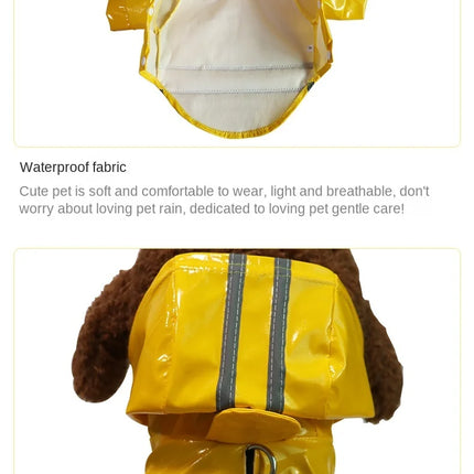 Dog Clothes, Waterproof Jackets, Hooded Raincoats with Reflective Strip, Outdoor Breathable Clothes for Puppies