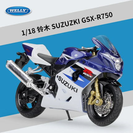 Welly 1:18 Suzuki GSX-R750 Die Cast Vehicles Collectible Hobbies Motorcycle Model Toys