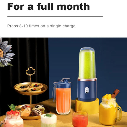 Portable Juicer Cup Smoothie Blender 6 Blade Blender Bottle  Household Fruit Juicer Cup USB Rechargeable Juicer Kitchen Tool