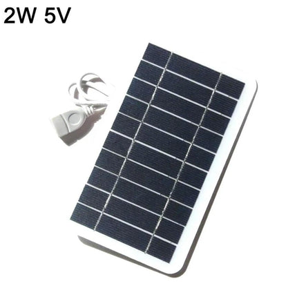 2W 5V Solar Charger Panel Portable Outdoor Solar Power Bank for Phones Waterproof Sunlight Charging USB Output for Camping