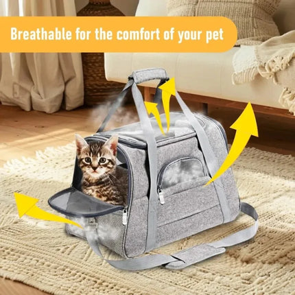 Collapsible Breathable Pet Carrier – Soft-Sided for Cats & Dogs | Crossbody Design with Large Opening | Ideal for Trave