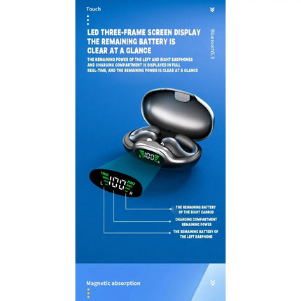 Ultra Open Ear Earbuds - Ergonomic Clip-On Earbuds, Small Bone Conduction Over-The-Ear Headphones with Waterproof Design, Perfec