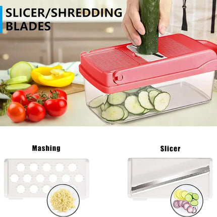 13 in 1 Multi-Functional Vegetable Chopper Onion Chopper Food Chopper Kitchen Mandoline Slicer Veggie Dicer Cutter