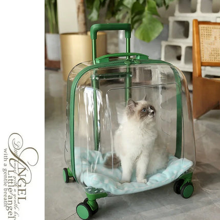 Cats Carrier Pet Backpacks PC Material Travel Stroller Bags Pet Shop Transparent Transportation Products on Wheels Accessories