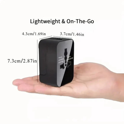 Universal AC power adapter with dual USB charging ports, universal travel plugs and sockets, EU-US AC power adapter