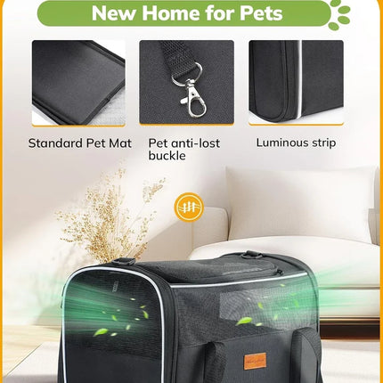 Cat Carrier Soft Portable Pet Carrier for Small Medium Cats Dogs Puppy up to 14lbs Airline Approved Dog Carrier