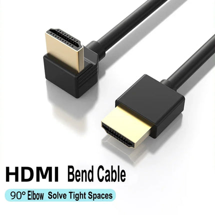 90 Degree HDMI 2.0 Cable - Graphene Enhanced for Space-Saving Installations | 8K, 3D & High Refresh Rate Aux Cable  Hdmi Cable