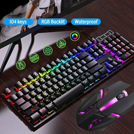 104 key Backlit Computer Keyboard Waterproof Gaming Keyboard Backlit Ergonomics Colorful Mechanical Feel Keyboard And Mouse Set