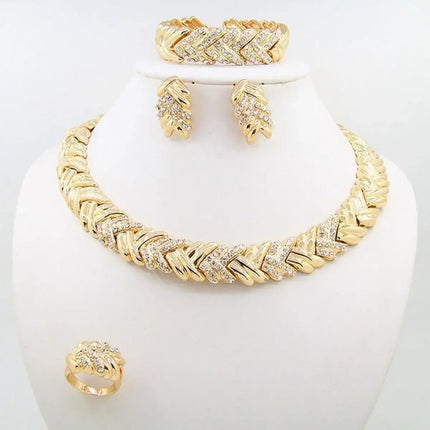 18k gold plated crystal jewelry set