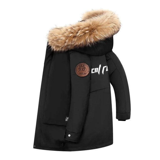 2025 Winter Children Down Jacket For Boys Real Raccoon Fur Hooded Waterproof Teenage Boys Jacket 3-14 Years Kids Outwear Coat