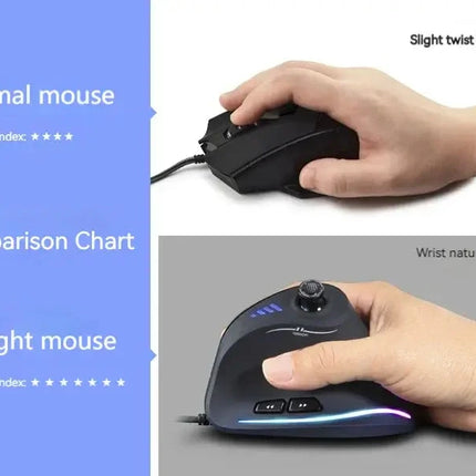 C-18 Vertical Gaming Mouse 10000 DPI Programmable 11 Buttons USB Wired RGB Optical Remote Mouse Gamer Mice For Laptop PC