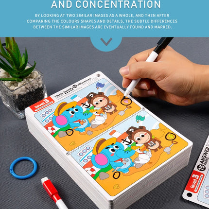 Kid's Find Difference Drawing Circle Game Learning Educational Children Training Concentration Activities Toys for Birthday Gift