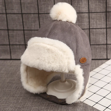 Winter Baby Boys Girls Hat Children Thicken Windproof Ear Protection Cap Solid Outdoor Lei Feng Hat Beanie Gifts Cap 1-3Y
