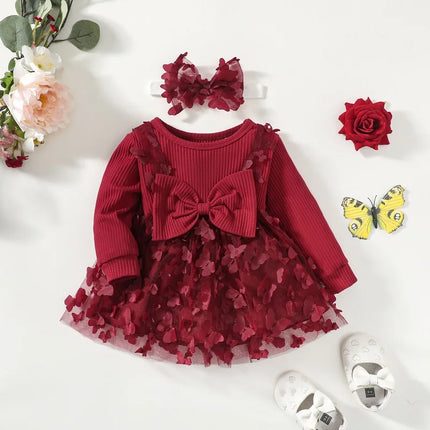 Baby Dresses for Girls Spring Autumn Girl Dress Child Baby Sweet Princess Dress Infant Fashion Girl Mesh Butterfly Newborn Dress