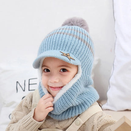 Kids Knitted Scarf And Hat Set Luxury Winter Warm Soft Crochet Hats And Scarves Beanie Caps For Boys Girls 2-8 Years