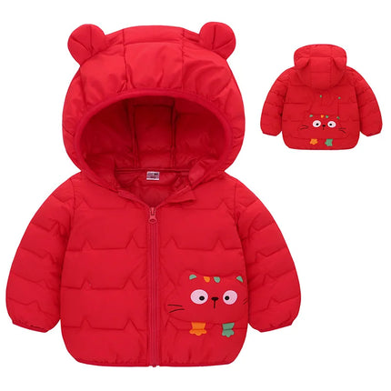 Winter Baby Down Cotton Jacket Winter 2023 New Fashion Cute Cartoon Coat Boys Girls Hooded Warm for Children's Outerwear 0-5y
