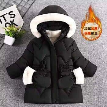 Autumn Winter Girls Jacket Keep Warm Fashion Hooded Outerwear Birthday Christmas Princess Coats 3 4 5 6 7 8 Years Kids Clothes