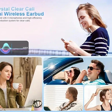 Wireless Earphone 40dB Noise Cancelling Bluetooth 5.3 Headphone 6 Mic ENC with LED Display HD Call TWS Earbuds Transparency Mode