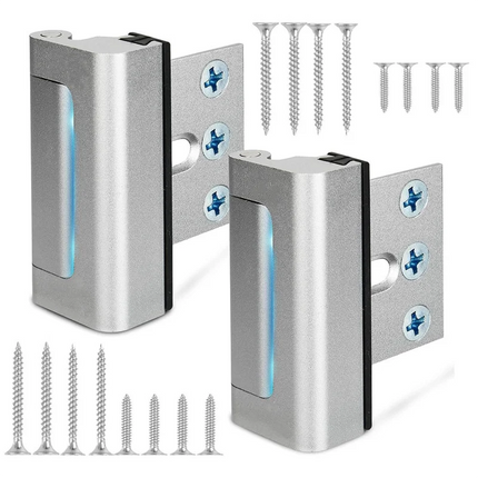FULL-2Pack Home Security Door Reinforcement Lock Security Door Locks Home Prevent Unauthorized Entry Forkids Safety Silver