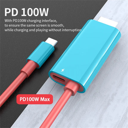 Type C to HDMI Cable for Game HDTV with 4K 1080P 100W PD Charging Compatible with Laptop,Tablet, MobilePhone,SteamDeck