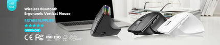 COUSO High Quality Ergonomic Mouse RGB Backlit Dual Mode BT3.0 BT5.0 Computer Bluetooth Rechargeable Wireless Vertical Mouse