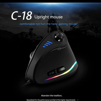 C-18 Vertical Gaming Mouse 10000 DPI Programmable 11 Buttons USB Wired RGB Optical Remote Mouse Gamer Mice For Laptop PC