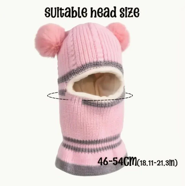 Winter Knit Cap, Scarf And Mask Cap, Earmuffs Windproof Ear Protection, Hot Lining, Suitable for Boys And Girls