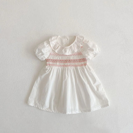 Summer Sister Baby Girl Clothes Embroidery Lace Floral Toddler Girls Ruffled Dress Newborn Infant Baby Romper 2Pcs Suit Korea