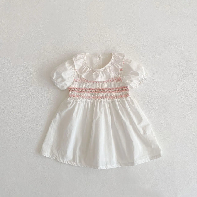 Summer Sister Baby Girl Clothes Embroidery Lace Floral Toddler Girls Ruffled Dress Newborn Infant Baby Romper 2Pcs Suit Korea