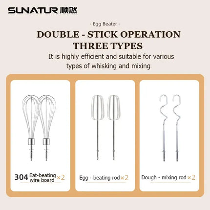 SUNATUR Hand Mixer 110-240V Blender 300W Electric Food Processor 3 in 1 Mixer Kitchen Appliances Machine Mixer for Baking