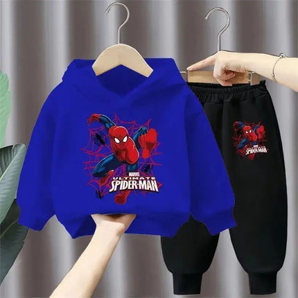 Marvel Spring Autumn Children's Clothing Sets Spiderman Boys Sweatshirt+Sweatpant 2pcs Kids Hooded Sport Pullover Set Tracksuit