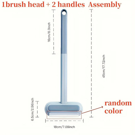 2-in-1 Pet Hair Remover Brush for Dogs & Cats - Dual-Action Bristle & Rubber Brushes with Washable Blue & Gray Bristles