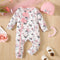 2pcs Baby Girls Cute Floral Graphic Print Bowknot Long Sleeve Romper & Hat Set Clothes MylesMerchandise