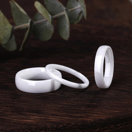 Kolmnsta 2mm 4mm 6mm White Ceramic Ring Men Woman Rings Anti-Allergy Polished Design Anillos Gentle Wedding Engagement Band