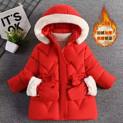Autumn Winter Girls Jacket Keep Warm Fashion Hooded Outerwear Birthday Christmas Princess Coats 3 4 5 6 7 8 Years Kids Clothes