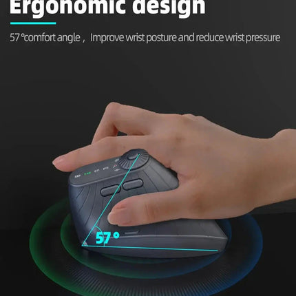 Multi-Device Vertical Ergonomic Mouse With Function Adjustment Kno Rechargeable 2.4G Bluetooth Wireless Mouse for PC Tablet