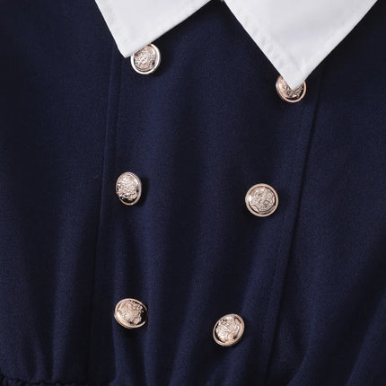 Blue Kids Girl Dress Summer Autumn Long Sleeve College Children Dress Casual Fashion Girl Birthday Party Dress 8 9 10 11 12 Yrs