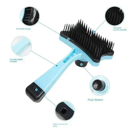Pet Hair Removal Brush Gentle on Skin Static Free for Cats Dogs One Click Button Massage Comb Removes Loose Fur Static-free Bris