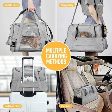 Collapsible Breathable Pet Carrier – Soft-Sided for Cats & Dogs | Crossbody Design with Large Opening | Ideal for Trave