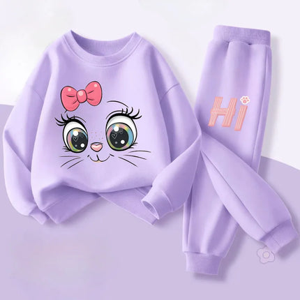 Long Sleeved Hoodies Sets for Girls Spring New Style Pullover Long Pant Two Piece Suit Children's Casual Outfits Kids Tracksuit