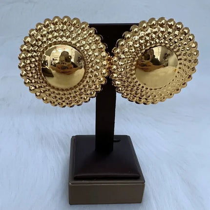 Dubai Jewelry Set for Women Round Beads Pendant Necklace and Earrings Gold Plated Jewelry for Weddings Bride Accessory Gift