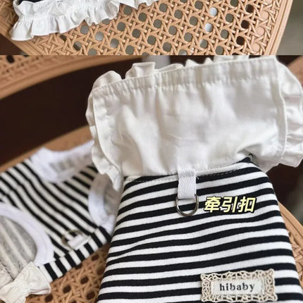 Pet Summer Clothes Pet Couple Striped Shirt Pet Tank Top Dog Cat Universal Knitted Teddy Shirt Puppy Clothing Dog Cooling Vest