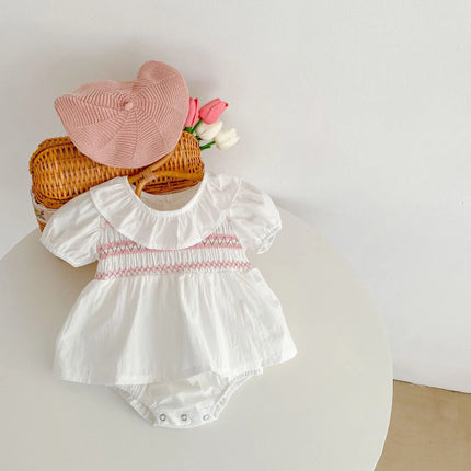 Summer Sister Baby Girl Clothes Embroidery Lace Floral Toddler Girls Ruffled Dress Newborn Infant Baby Romper 2Pcs Suit Korea