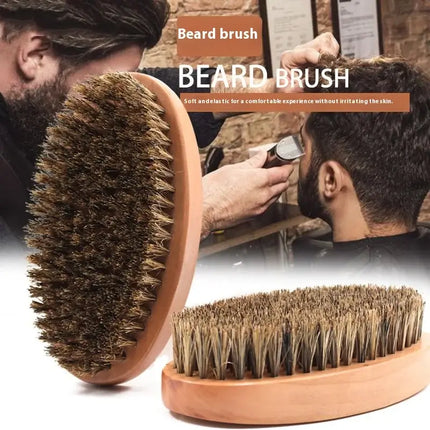 Professional Men's Wooden Grooming Beard Brush Boar Bristle Mustache Comb for Styling Cleaning Oil Control Send Gift Hair Comb