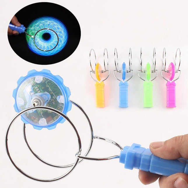 Kid Led Magic Magnetic Orbit Spinning Top Toy Creative Hand Cranked Color Luminous Spinning Toys For Boys Girls Children Gifts