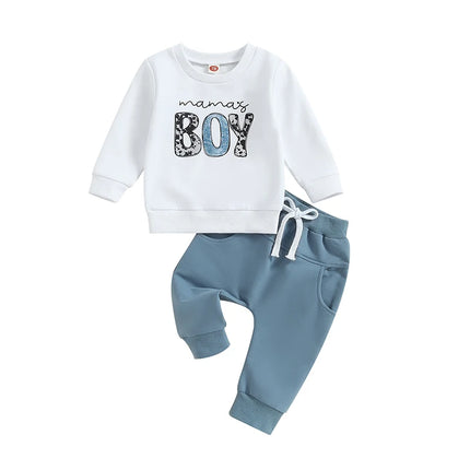 Casual New Baby Boys Long Sleeve Outfits Clothes Fashion Letter Print Sweatshirt Tops Elastic Pants Suit for Baby Fall Clothing