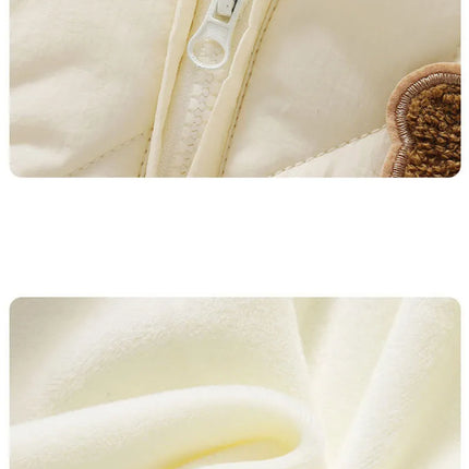 ﻿ Winter Baby Outwear Clothing Fur Lining Warm Toddler Girl's Boy's Rompers Cartoon Bear Infant Jumpsuit