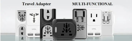 UPPEL Universal Travel Adapter US/UK/AU/EU Multiple Plug Converter Fast QC3.0 Type C USB Charger 3 Ports European Power Adapter